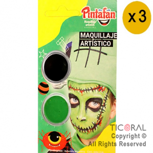 MAQUILLAJE ARTISTICO PINTAFAN VERDE NEGRO FRANKEINSTEIN 13-807 (4GR SET X 2) (PACK X 3 UNID)